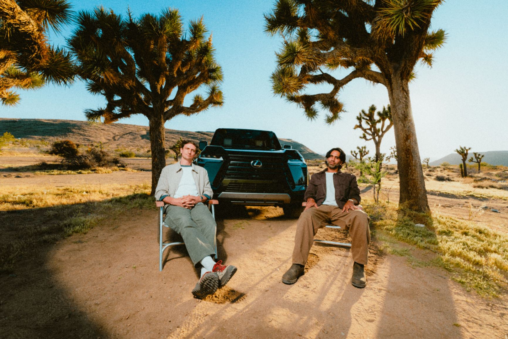 Colin and Samir in the desert with the Lexus GX 550